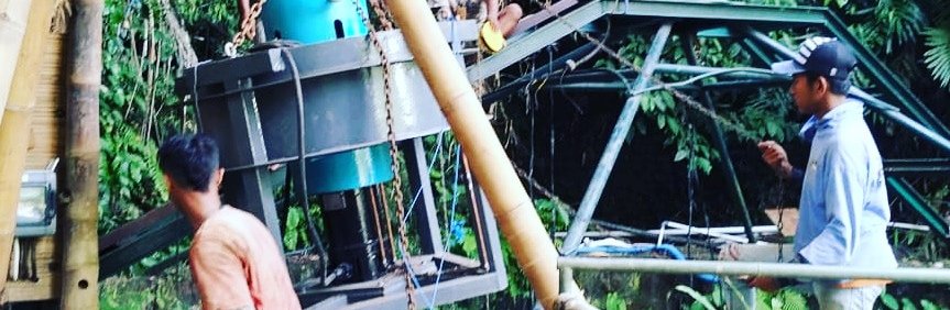 Turbulent turbine bamboo crane Green School Bali Indonesia